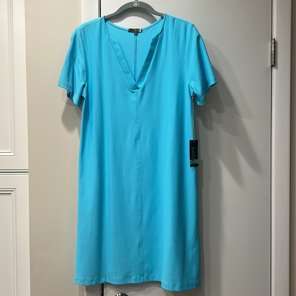 Judy Blue Short Sleeve V-Neck Blue Tunic Dress